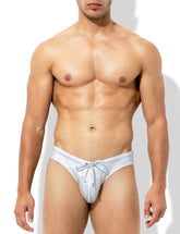 Arjen Kroos - Men's Swim Briefs Metallic Rave Swimwear - Arjen Kroos - Silvery - AK401132XXL