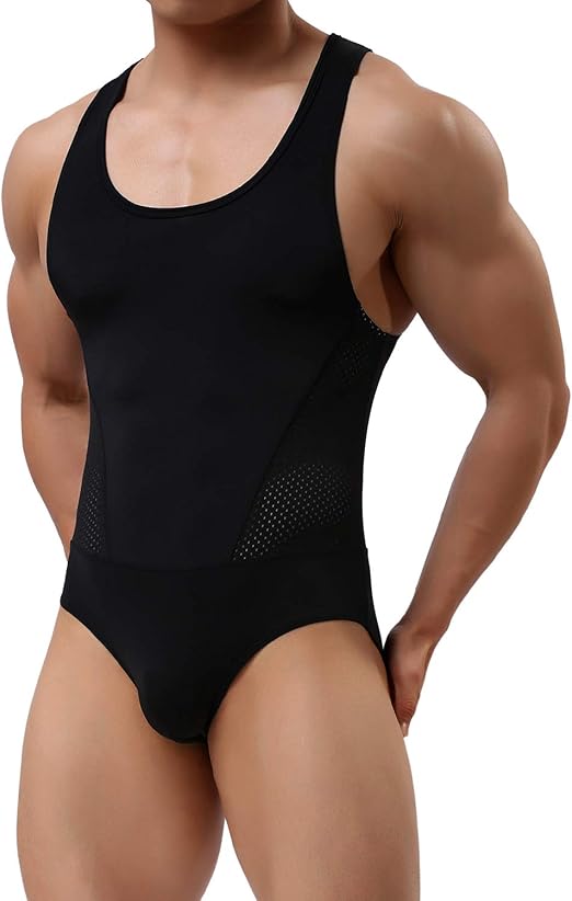 Arjen Kroos - Men's Wrestling Singlet Shapewear Athletic Leotard Slimming Bodysuit Full Body Shaper - Arjen Kroos - Black - AK804501S
#color_black