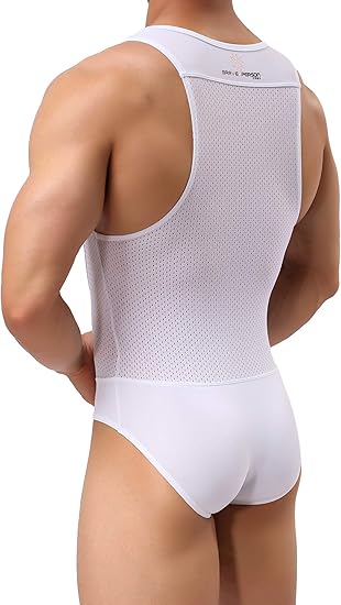 Arjen Kroos - Men's Wrestling Singlet Shapewear Athletic Leotard Slimming Bodysuit Full Body Shaper - Arjen Kroos - White - AK804501S
#color_white