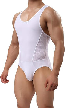 Arjen Kroos - Men's Wrestling Singlet Shapewear Athletic Leotard Slimming Bodysuit Full Body Shaper - Arjen Kroos - White - AK804501S
#color_white